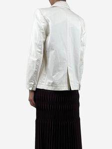 MM6 Maison Margiela White double-breasted padded-shoulders blazer - size UK 8