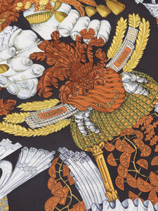 Hermes Brown silk printed scarf