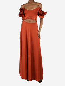 Maygel Coronel Orange off-shoulders cutout maxi dress - Size UK 6