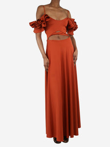 Maygel Coronel Orange off-shoulders cutout maxi dress - Size UK 6