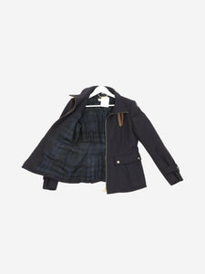 Burberry Navy blue wool zip-up coat - size UK 12