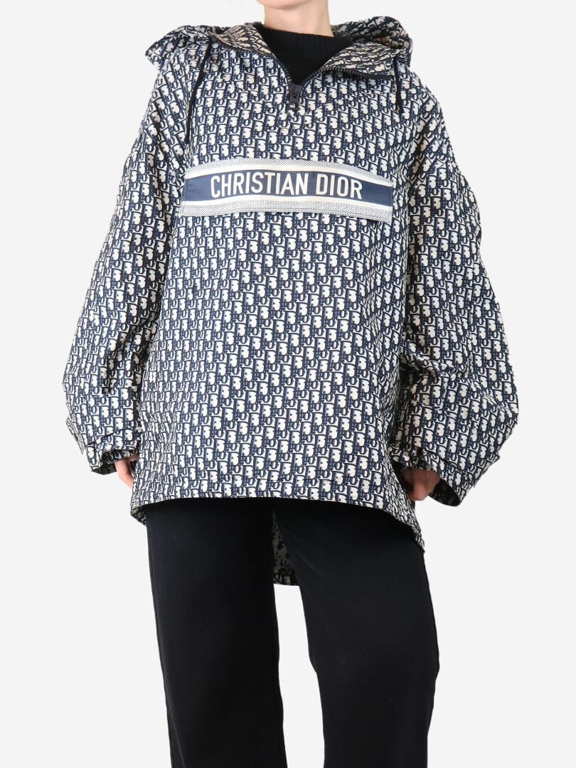 Dior pre-owned black and white digi houndstooth windbreaker - size S ...