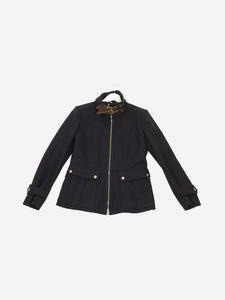 Burberry Navy blue wool zip-up coat - size UK 12