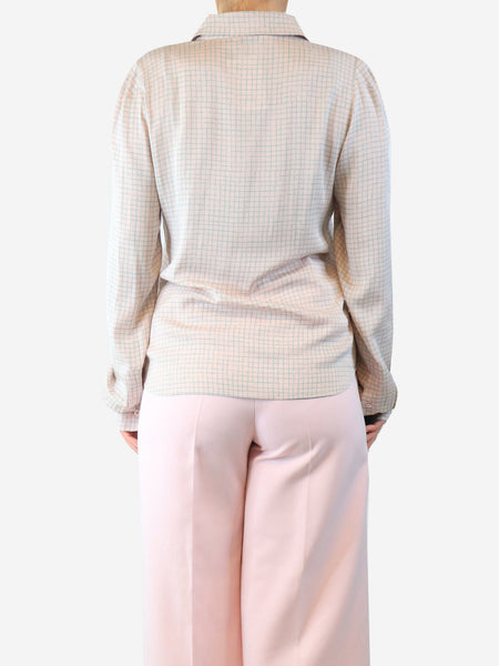 Pink silk grid-check shirt - size UK 12 alternate image