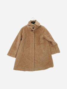 Max Mara Studio Brown alpaca-blend coat - size UK 12