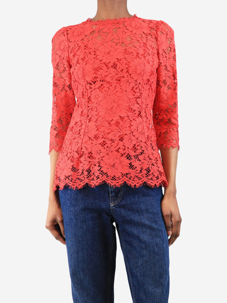 Red lace top with slip - size UK 6 product image