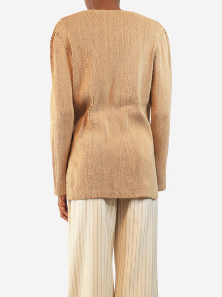 Brown deep v-neck top - size UK 4 alternate image