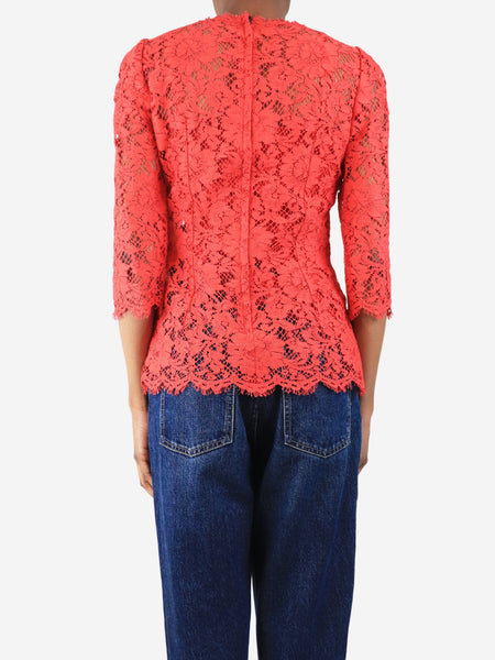 Red lace top with slip - size UK 6 alternate image