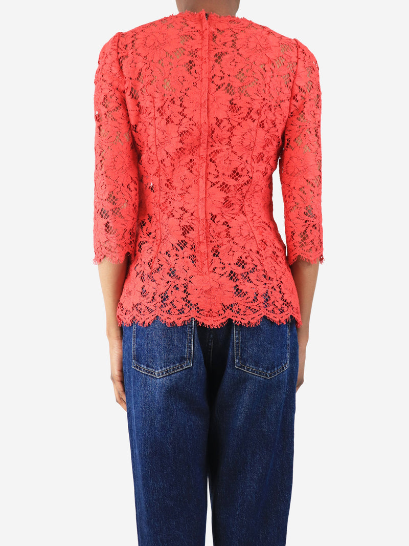 Red lace top with slip - size UK 6 Tops Dolce & Gabbana 