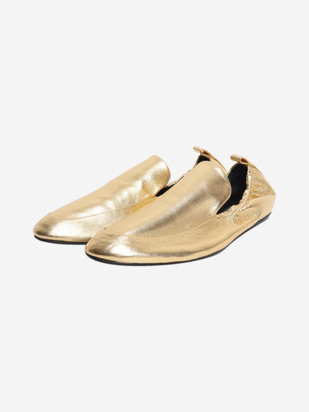 Gold metallic elasticated loafers - size EU 39 alternate image