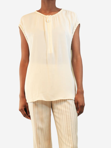 Cream silk half-zip blouse - size UK 8 product image