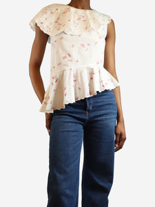 Sea New York White floral embroidered top - size UK 4