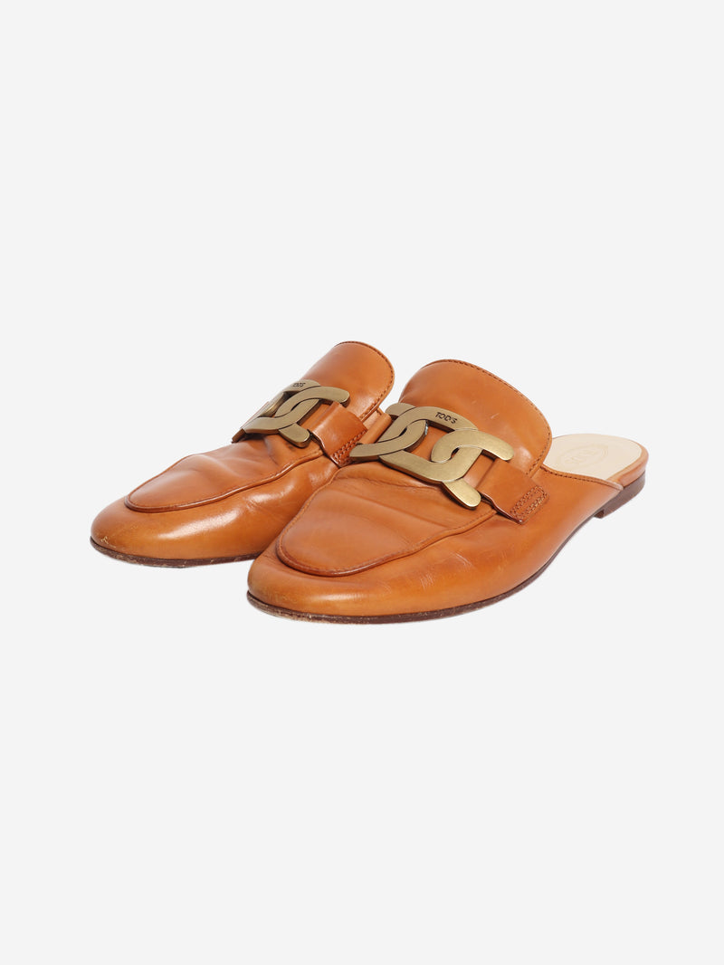 Tan Kate leather mules - size EU 38