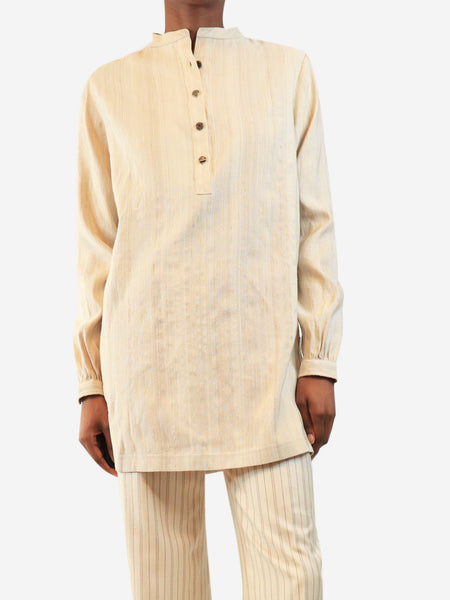 Neutral textured tunic long sleeve top - size UK 6 product image