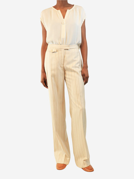Beige pinstripe trousers - size UK 10 alternate image