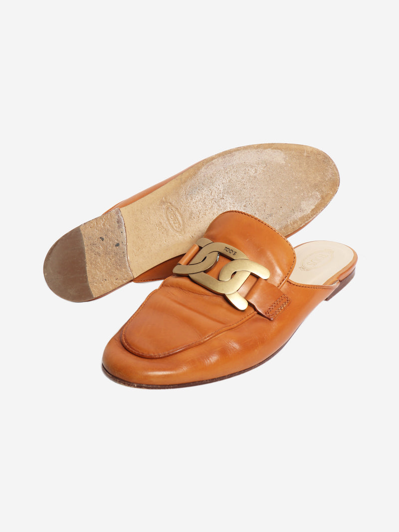 Tan Kate leather mules - size EU 38