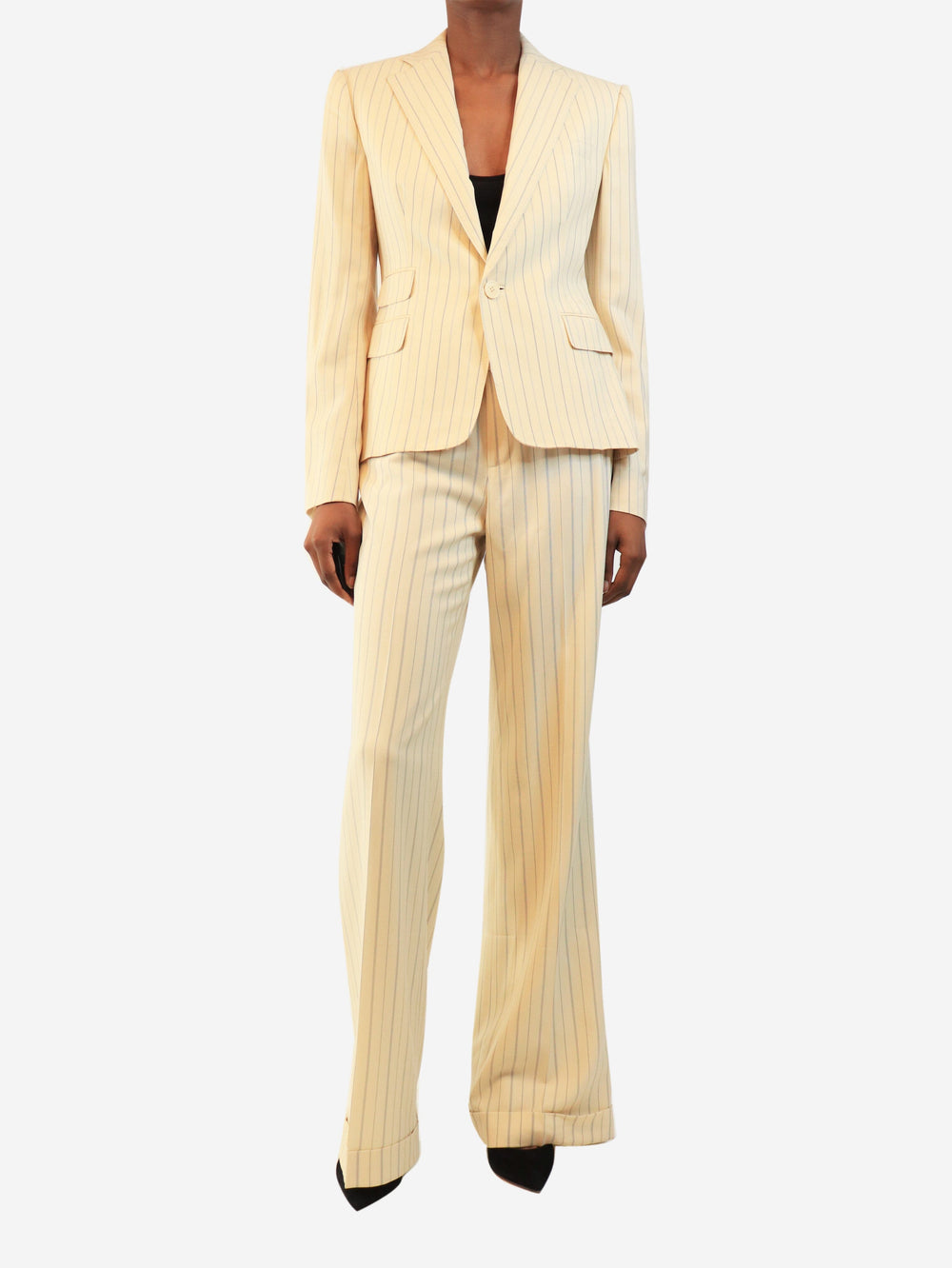 Cream pinstripe two-piece suit set - size UK 8 Sets Ralph Lauren 