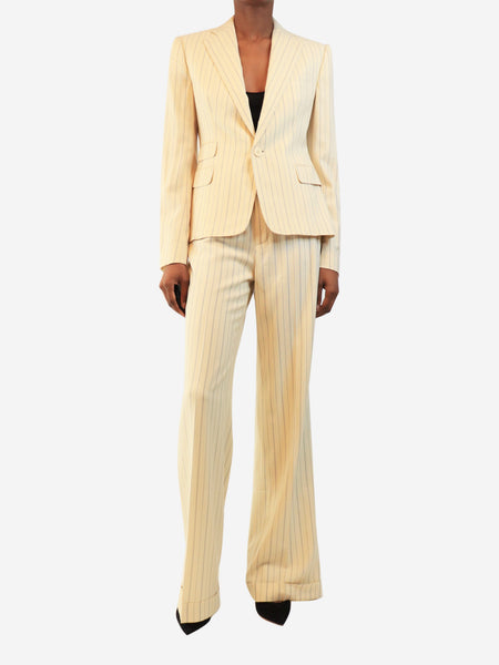 Cream pinstripe two-piece suit set - size UK 8 product image