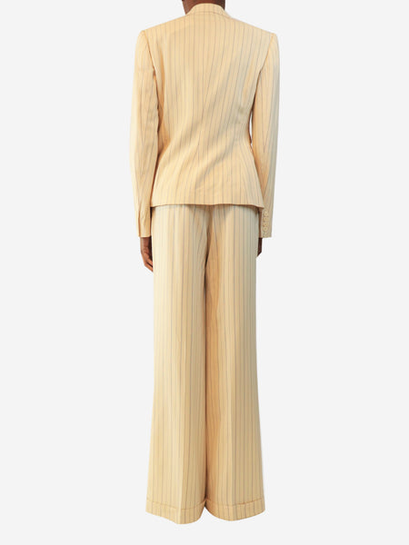 Cream pinstripe two-piece suit set - size UK 8 alternate image