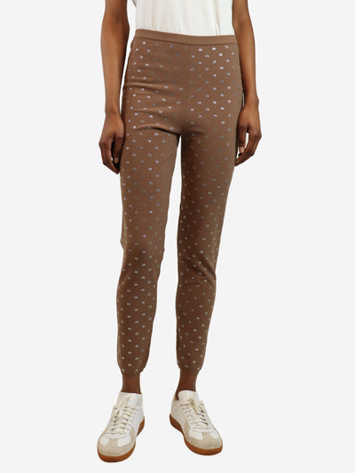 Brown crystal-embellished jersey leggings - size S Trousers Alexander Wang 