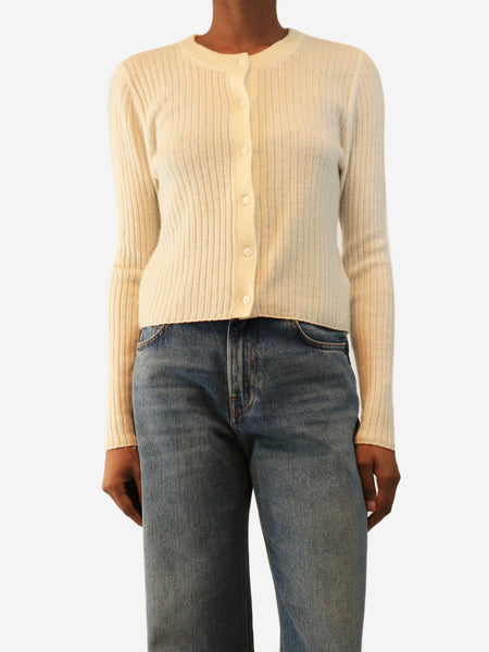 Cream cashmere cropped cardigan - size S product image
