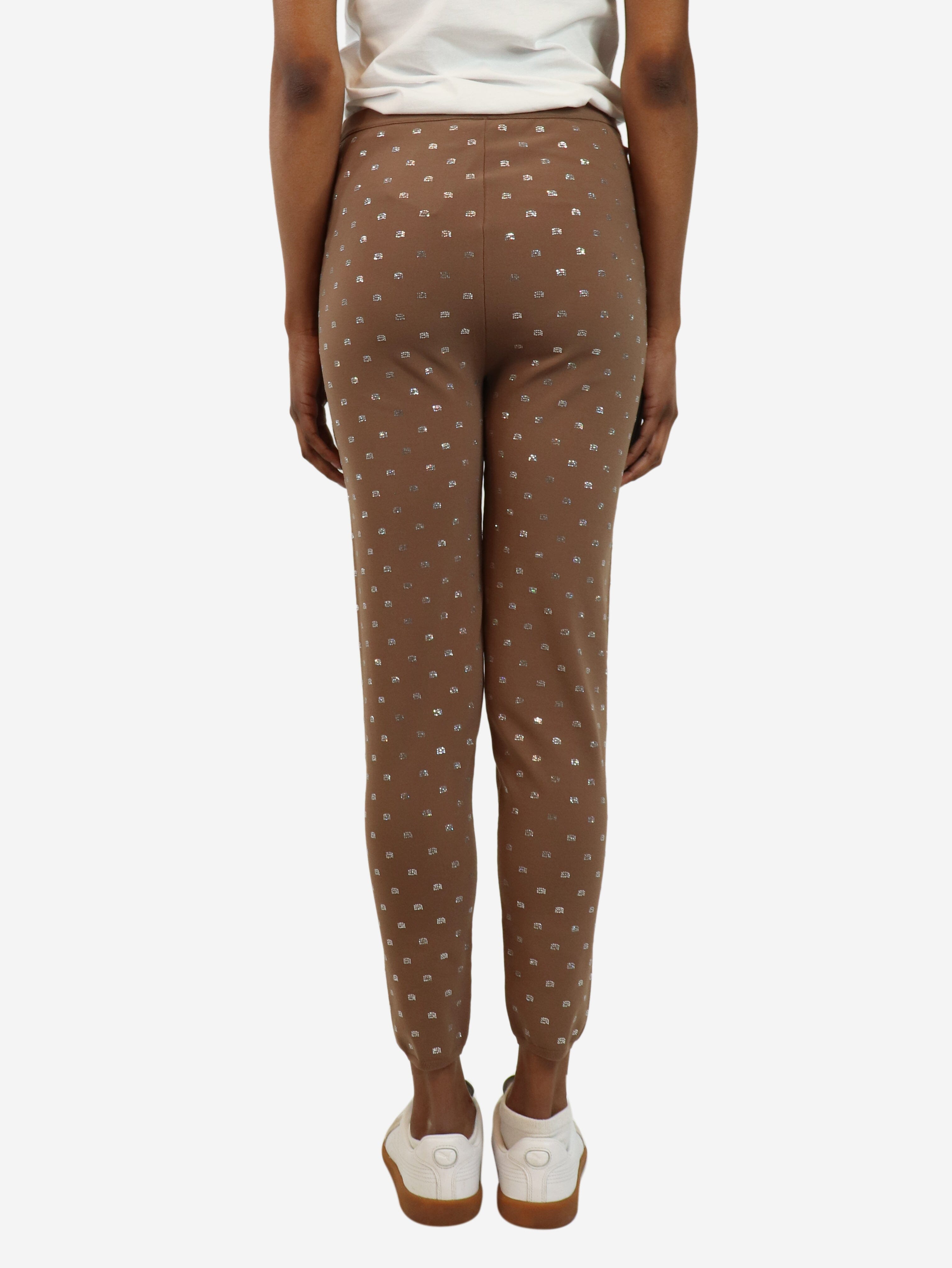 Brown crystal-embellished jersey leggings - size S Trousers Alexander Wang 