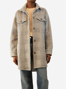 Blue and white Houndstooth shacket - size UK 6 Coats & Jackets Munthe 