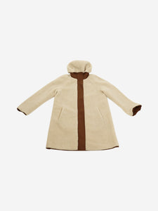 Loro Piana Cream reversible hooded sheepskin coat - size UK 12