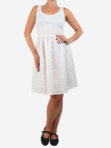 Prada White sleeveless embroidered mini dress - size UK 8