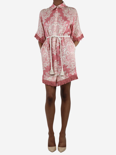 Pink Pattie fringed linen mini dress - size UK 8 Dresses Zimmermann 