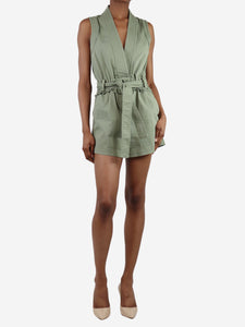 Derek Lam 10 Crosby Green sleeveless belted playsuit - size XS