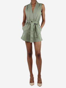 Derek Lam 10 Crosby Green sleeveless belted playsuit - size XS