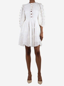 Zimmermann White floral applique mini dress - size UK 8