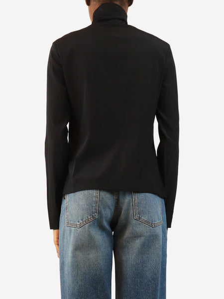 Black half-zip silk top - size UK 10 alternate image