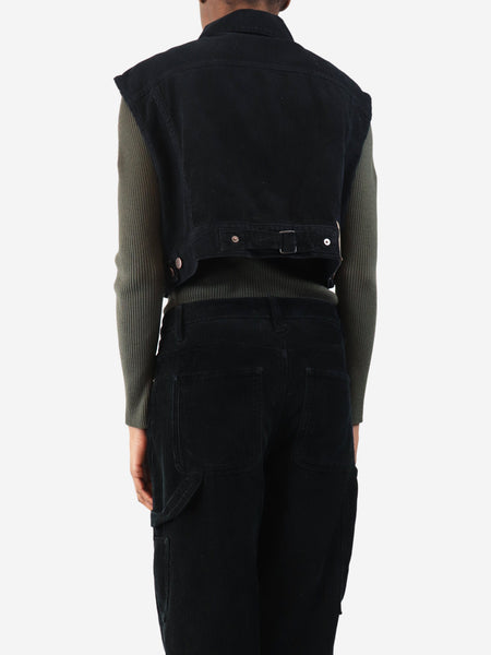 Black sleeveless cord jacket - size XS alternate image