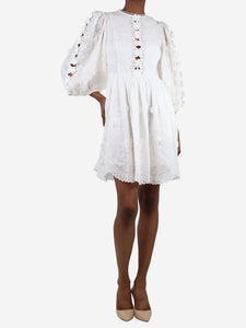 Zimmermann White floral applique mini dress - size UK 8