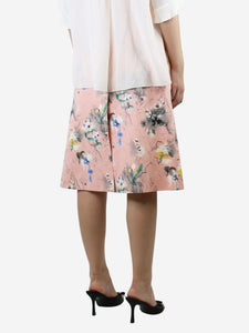 Prada Pink floral-printed A-line midi skirt - size UK 8