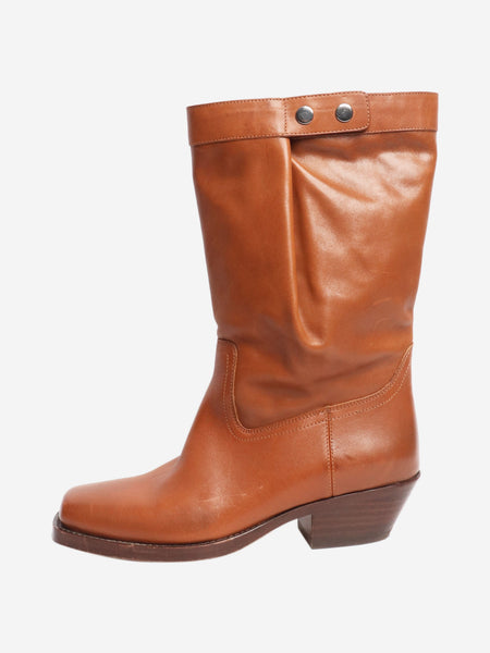 Burnt orange western style leather boots - size EU 40 (UK 7) product image