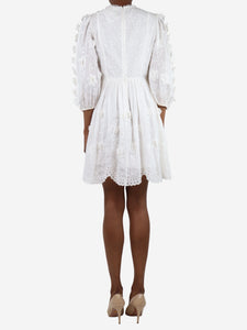 Zimmermann White floral applique mini dress - size UK 8