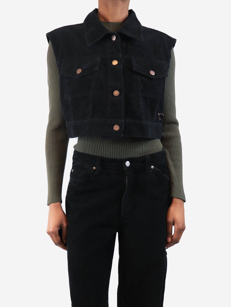 Black sleeveless cord jacket - size XS Coats & Jackets Prada 