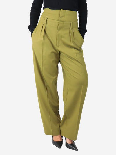 Olive green double-waisted wool-blend trousers - size UK 8 Trousers Victoria Beckham 