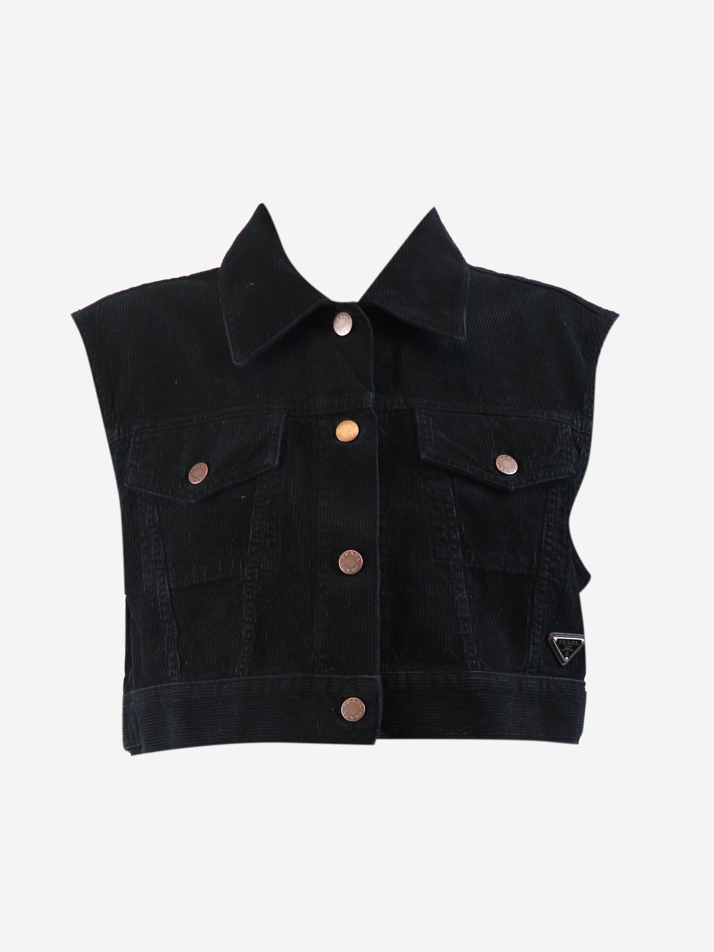 Black sleeveless cord jacket - size XS Coats & Jackets Prada 