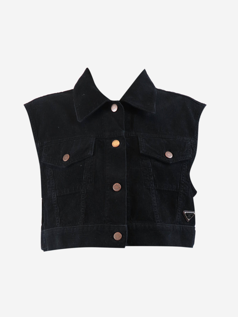 Black sleeveless cord jacket - size XS Coats & Jackets Prada 
