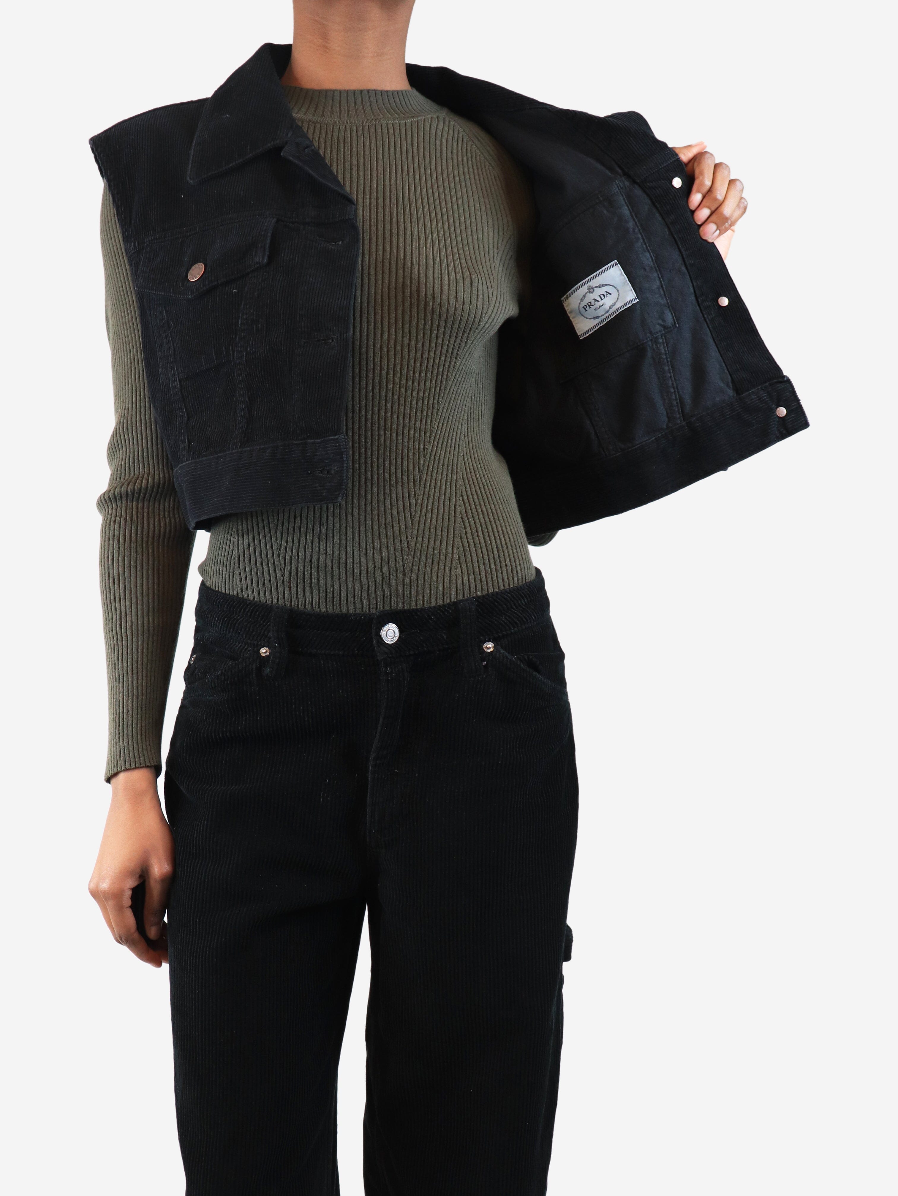 Black sleeveless cord jacket - size XS Coats & Jackets Prada 