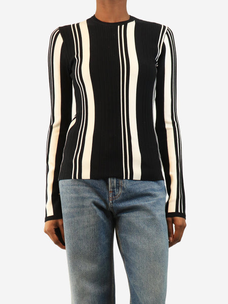 Black and white striped long sleeve top - size XS alternate image