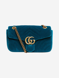 Gucci Teal GG Marmont velvet shoulder bag