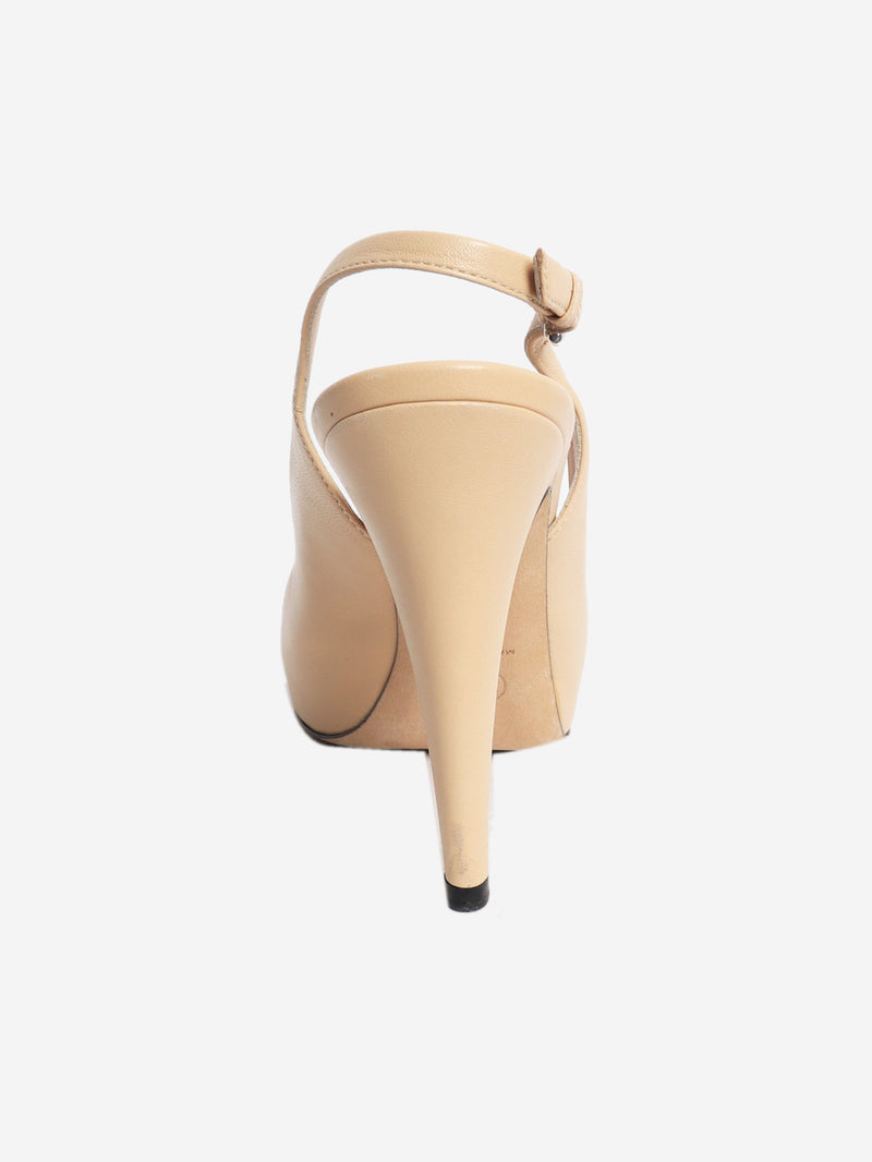 Beige peep-toe slingback heels - size EU 39 Heels Chanel 