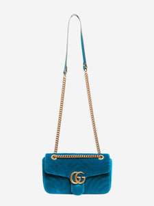 Gucci Teal GG Marmont velvet shoulder bag