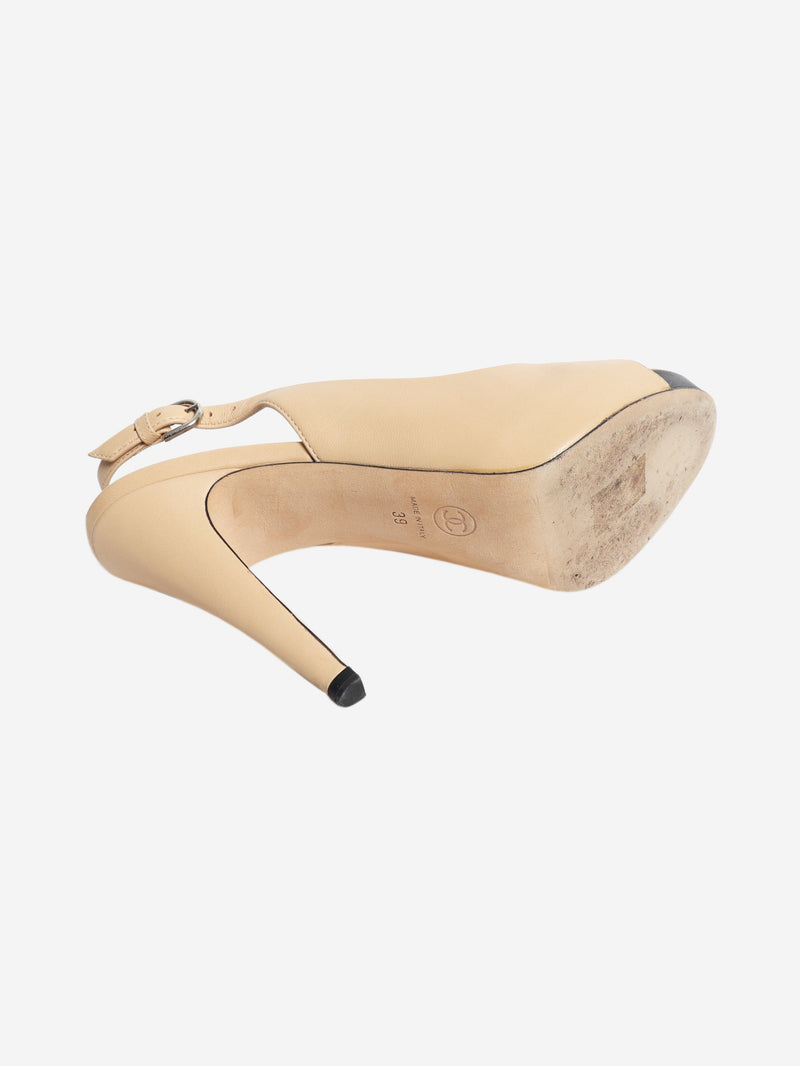 Beige peep-toe slingback heels - size EU 39 Heels Chanel 