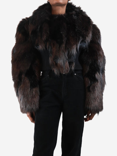 Black and brown faux fur cropped bomber jacket - size UK 6 Coats & Jackets Givenchy 
